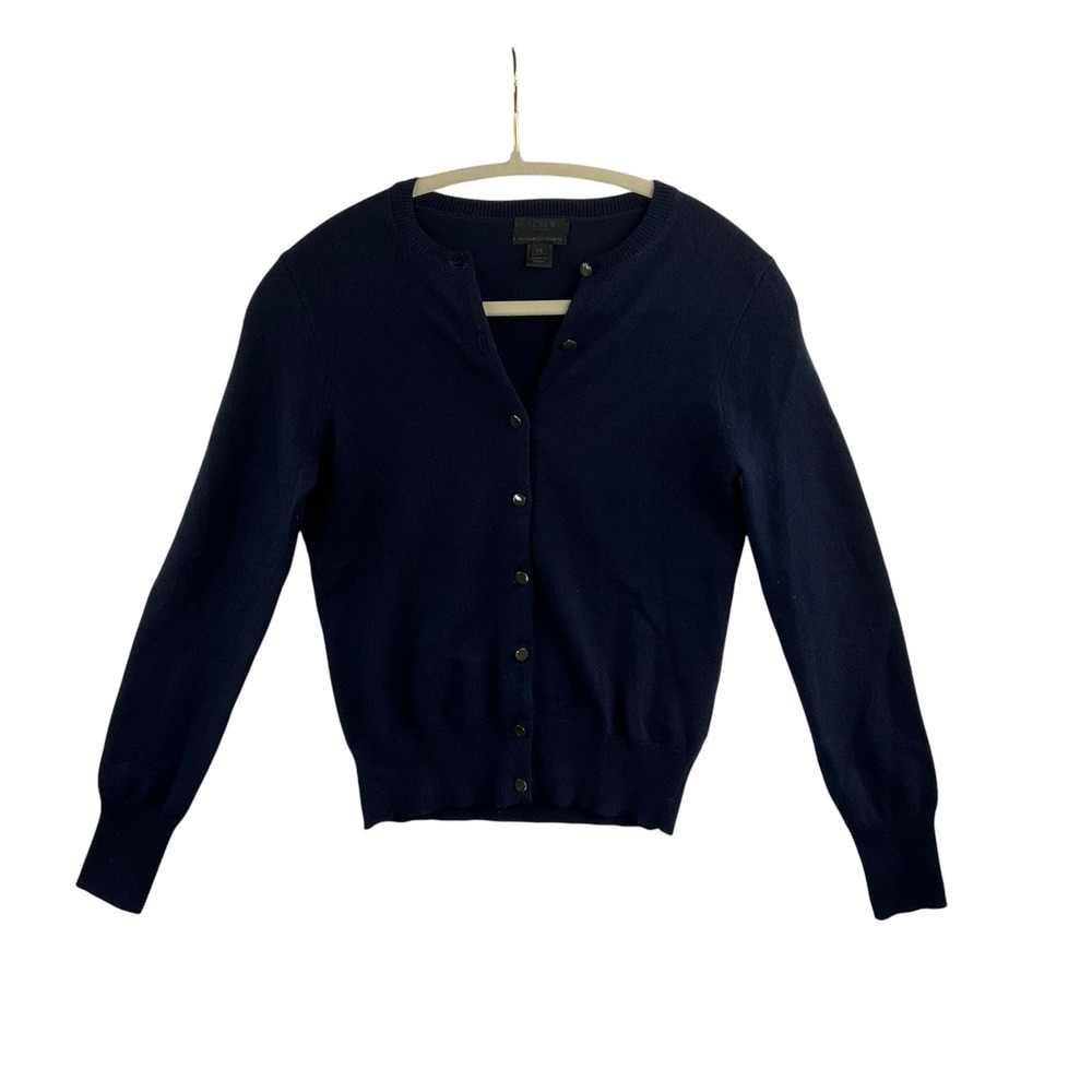 J.Crew Collection Navy Blue 100% Italian Cashmere Button Front Cardigan XS